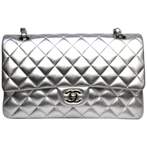 chanel metallic silver bag|chanel silver tone hardware handbags.